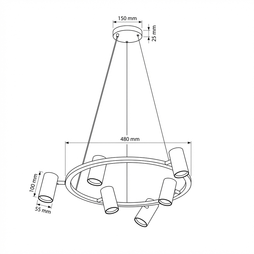Brilagi - LED RGBW dimbare pendellamp aan kabel SELE 6xGU10/6,5W/230V 2700-6500K zwart + afstandsbediening