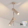 Brilagi - LED RGBW dimbare hanglamp aan stang BRANCH 2xGU10/6,5W/230V 2700-6500K beige