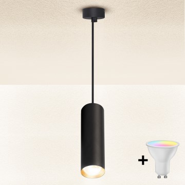 Brilagi - LED RGBW dimbare hanglamp met kabel SELE 1xGU10/4,8W/230V 3000K zwart/goud + afstandsbediening