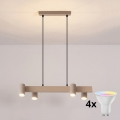 Brilagi - LED RGBW dimbare hanglamp met kabel SELE 4xGU10/6,5W/230V 2700-6500K beige