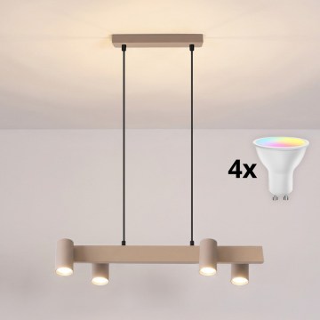 Brilagi - LED RGBW dimbare hanglamp met kabel SELE 4xGU10/6,5W/230V 2700-6500K beige
