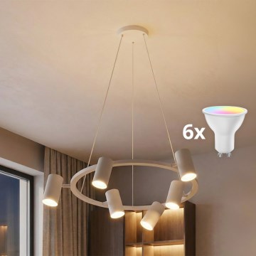 Brilagi - LED RGBW dimbare hanglamp met kabel SELE 6xGU10/6,5W/230V 2700-6500K wit + afstandsbediening