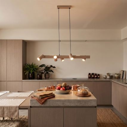 Brilagi - LED RGBW-dimbare kroonluchter aan kabel SELE 6xGU10/6,5W/230V 2700-6500K beige + afstandsbediening