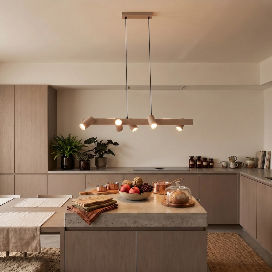 Brilagi - LED RGBW-dimbare kroonluchter aan kabel SELE 6xGU10/6,5W/230V 2700-6500K beige + afstandsbediening