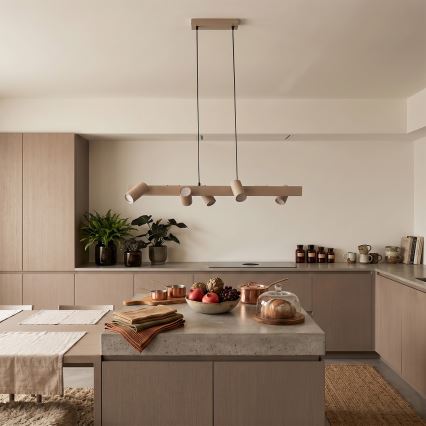 Brilagi - LED RGBW-dimbare kroonluchter aan kabel SELE 6xGU10/6,5W/230V 2700-6500K beige + afstandsbediening