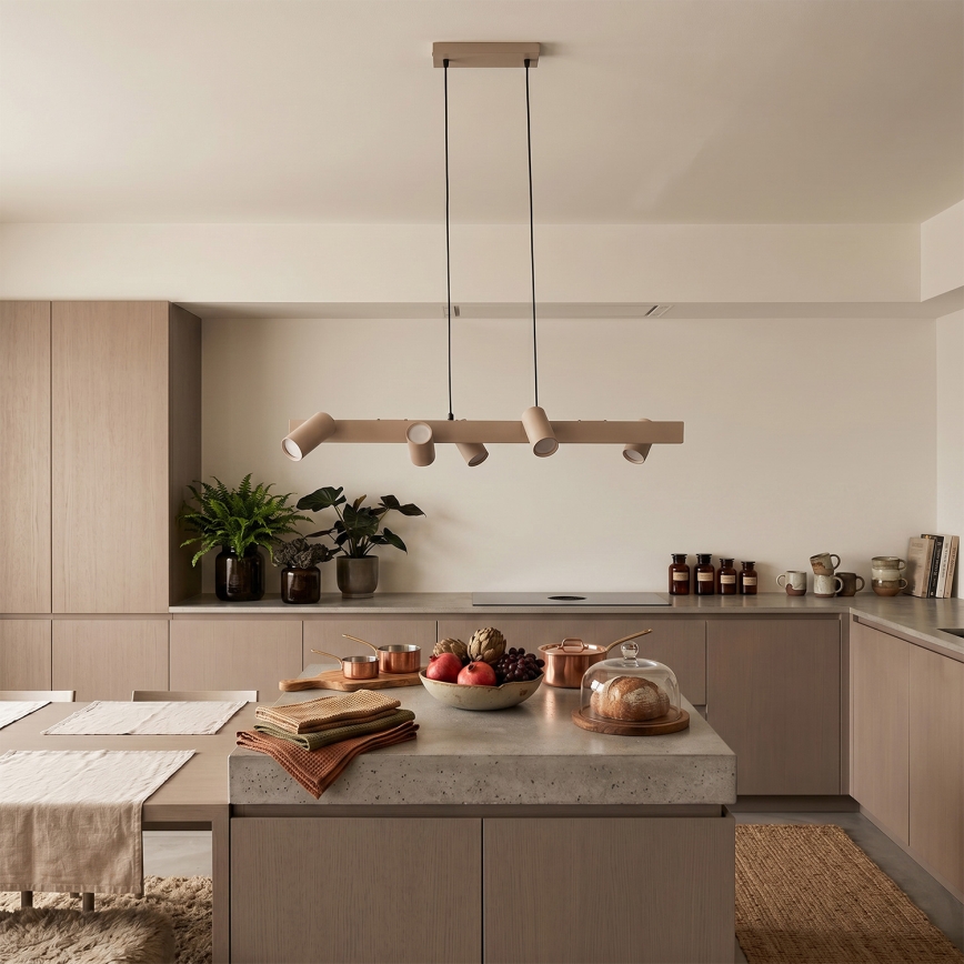 Brilagi - LED RGBW-dimbare kroonluchter aan kabel SELE 6xGU10/6,5W/230V 2700-6500K beige + afstandsbediening