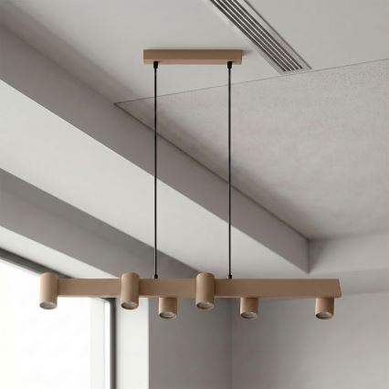 Brilagi - LED RGBW-dimbare kroonluchter aan kabel SELE 6xGU10/6,5W/230V 2700-6500K beige + afstandsbediening