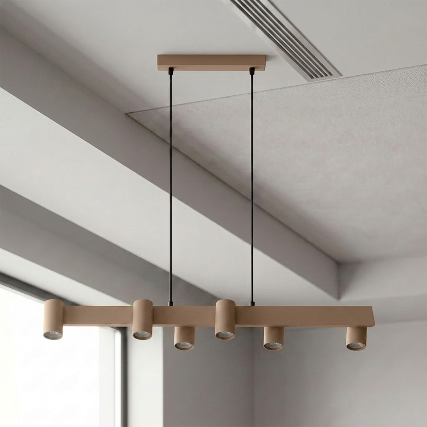 Brilagi - LED RGBW-dimbare kroonluchter aan kabel SELE 6xGU10/6,5W/230V 2700-6500K beige + afstandsbediening