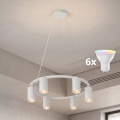 Brilagi - LED RGBW dimbare kabelhanglamp SELE 6xGU10/6,5W/230V 2700-6500K wit + afstandsbediening
