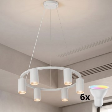 Brilagi - LED RGBW dimbare kabelhanglamp SELE 6xGU10/6,5W/230V 2700-6500K wit + afstandsbediening