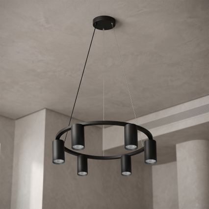 Brilagi - LED RGBW dimbare hanglamp aan kabel SELE 6xGU10/6,5W/230V 2700-6500K zwart + afstandsbediening