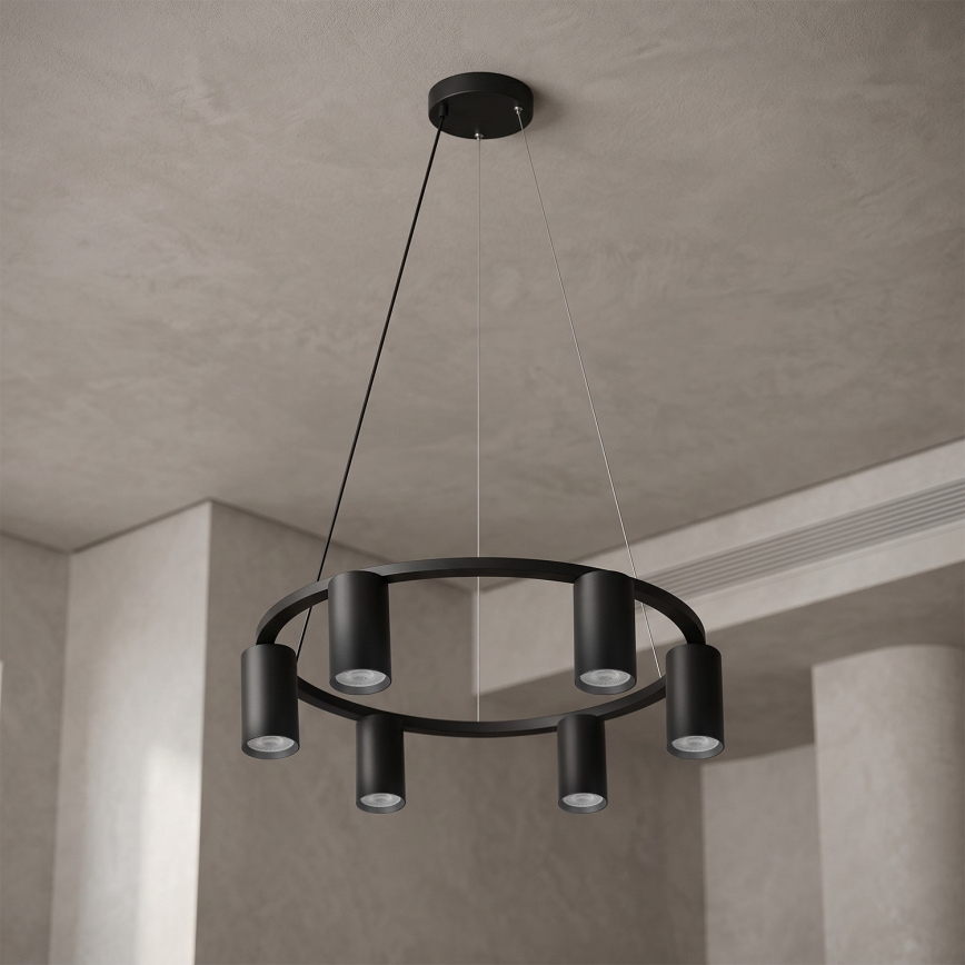 Brilagi - LED RGBW dimbare hanglamp aan kabel SELE 6xGU10/6,5W/230V 2700-6500K zwart + afstandsbediening