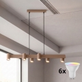 Brilagi - LED RGBW-dimbare kroonluchter aan kabel SELE 6xGU10/6,5W/230V 2700-6500K beige + afstandsbediening