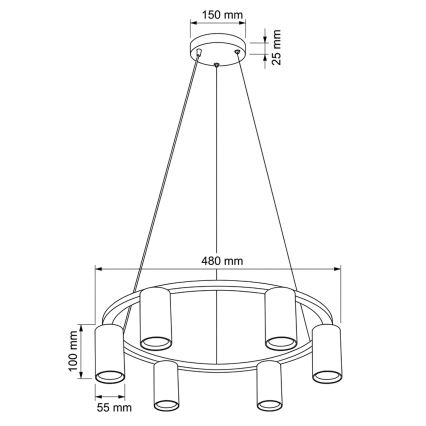 Brilagi - LED RGBW dimbare kabelhanglamp SELE 6xGU10/6,5W/230V 2700-6500K wit + afstandsbediening
