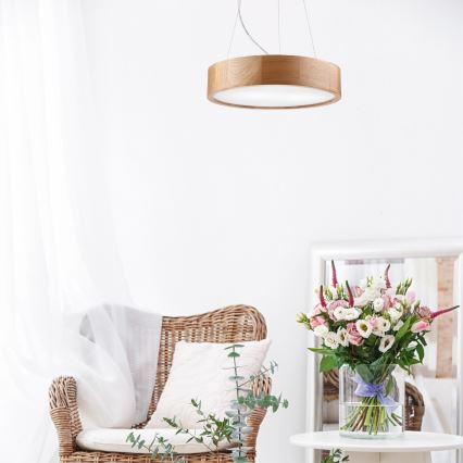 Brilagi - LED RGBW dimbare hanglamp aan kabel CARVALHO 2xE27/15W/230V 2700-6500K Wi-Fi eik Ø 37 cm