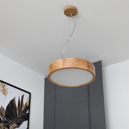 Brilagi - LED RGBW dimbare hanglamp aan kabel CARVALHO 2xE27/15W/230V 2700-6500K Wi-Fi eik Ø 37 cm