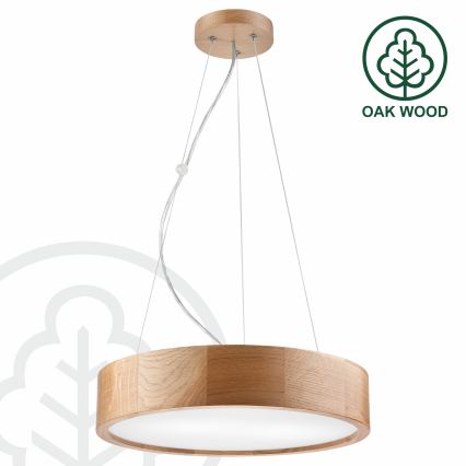 Brilagi - LED RGBW dimbare hanglamp aan kabel CARVALHO 2xE27/15W/230V 2700-6500K Wi-Fi eik Ø 37 cm