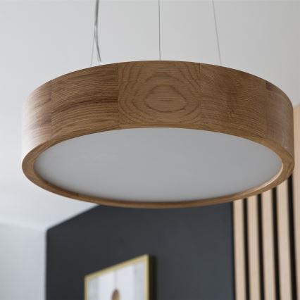 Brilagi - LED RGBW dimbare hanglamp aan kabel CARVALHO 2xE27/9W/230V 2700-6500K Wi-Fi eik Ø 37 cm