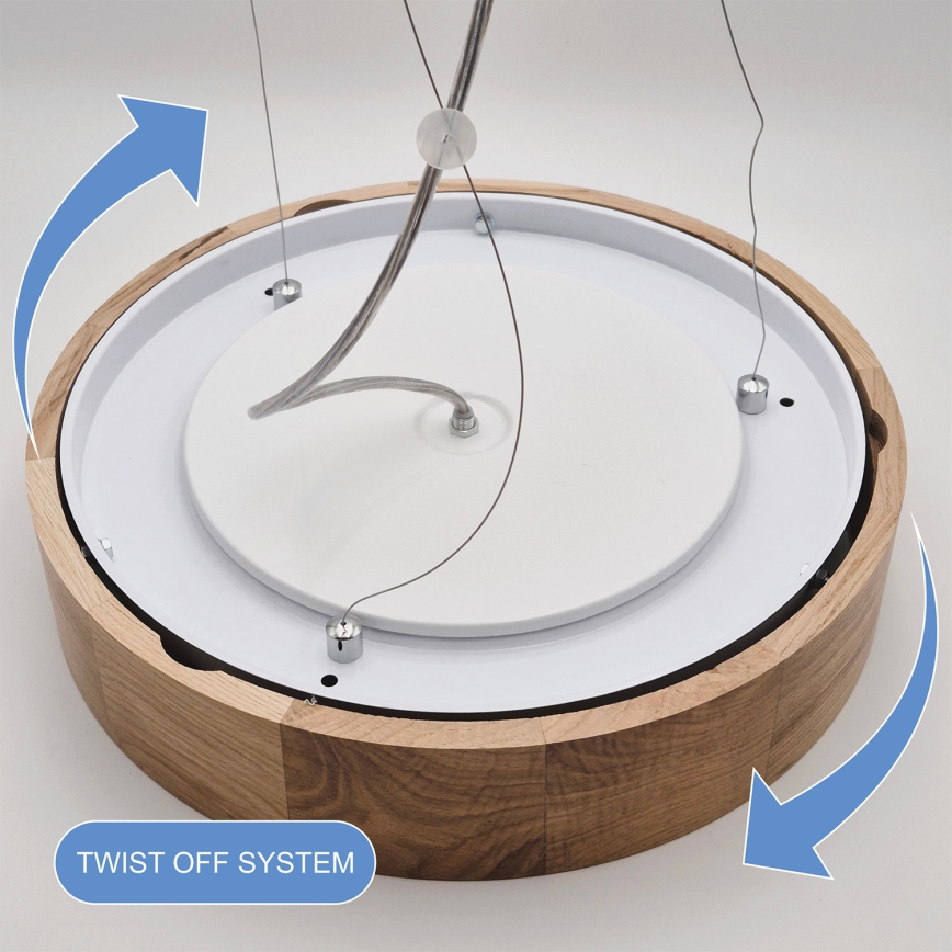 Brilagi - LED RGBW dimbare hanglamp aan kabel CARVALHO 3xE27/15W/230V 2700-6500K Wi-Fi eiken Ø 47,5 cm