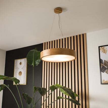 Brilagi - LED RGBW dimbare hanglamp aan kabel CARVALHO 3xE27/9W/230V 2700-6500K Wi-Fi eiken Ø 47,5 cm