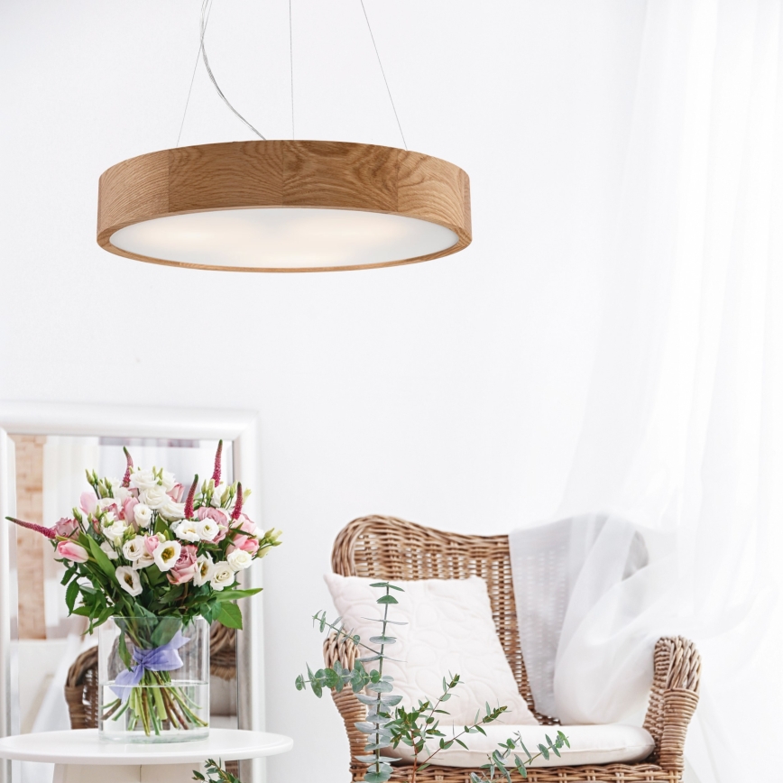 Brilagi - LED RGBW dimbare hanglamp aan kabel CARVALHO 3xE27/9W/230V 2700-6500K Wi-Fi eiken Ø 47,5 cm