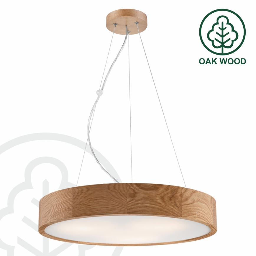 Brilagi - LED RGBW dimbare hanglamp aan kabel CARVALHO 3xE27/9W/230V 2700-6500K Wi-Fi eiken Ø 47,5 cm