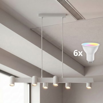 Brilagi - LED RGBW dimbare pendellamp aan kabel SELE 6xGU10/6,5W/230V 2700-6500K wit + afstandsbediening