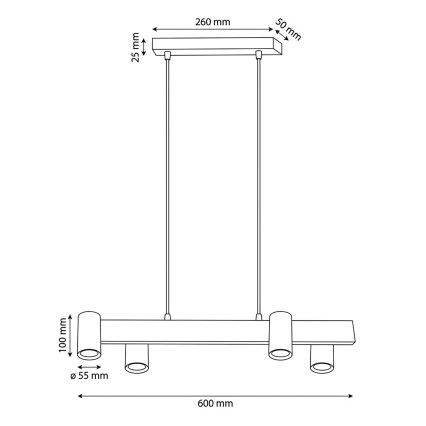 Brilagi - LED RGBW dimbare hanglamp aan kabel SELE 4xGU10/6,5W/230V 2700-6500K zwart