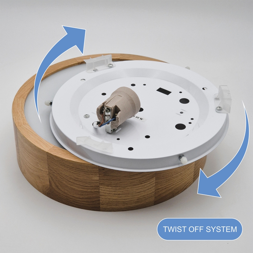 Brilagi - Dimbare LED RGBW plafondlamp CARVALHO 1xE27/15W/230V 2700-6500K Wi-Fi eiken Ø 27,5 cm