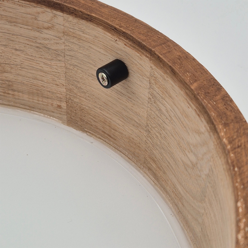 Brilagi - LED RGBW dimbaar plafondlamp CARVALHO 1xE27/15W/230V 2700–6500K Wi‑Fi eiken Ø 27,5 cm