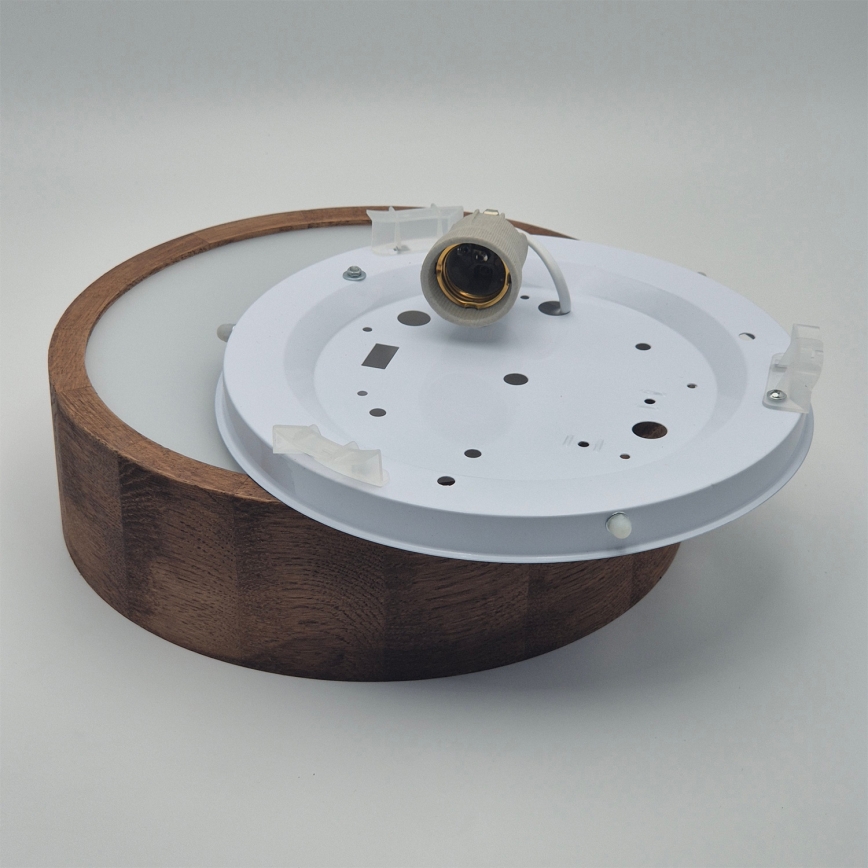 Brilagi - LED RGBW dimbaar plafondlamp CARVALHO 1xE27/15W/230V 2700–6500K Wi‑Fi eiken Ø 27,5 cm