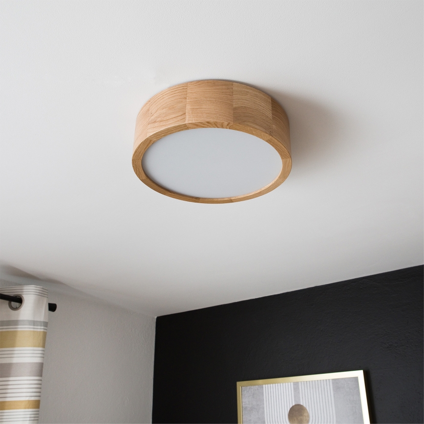 Brilagi - Dimbare LED RGBW plafondlamp CARVALHO 1xE27/9W/230V 2700-6500K Wi-Fi eiken Ø 27,5 cm