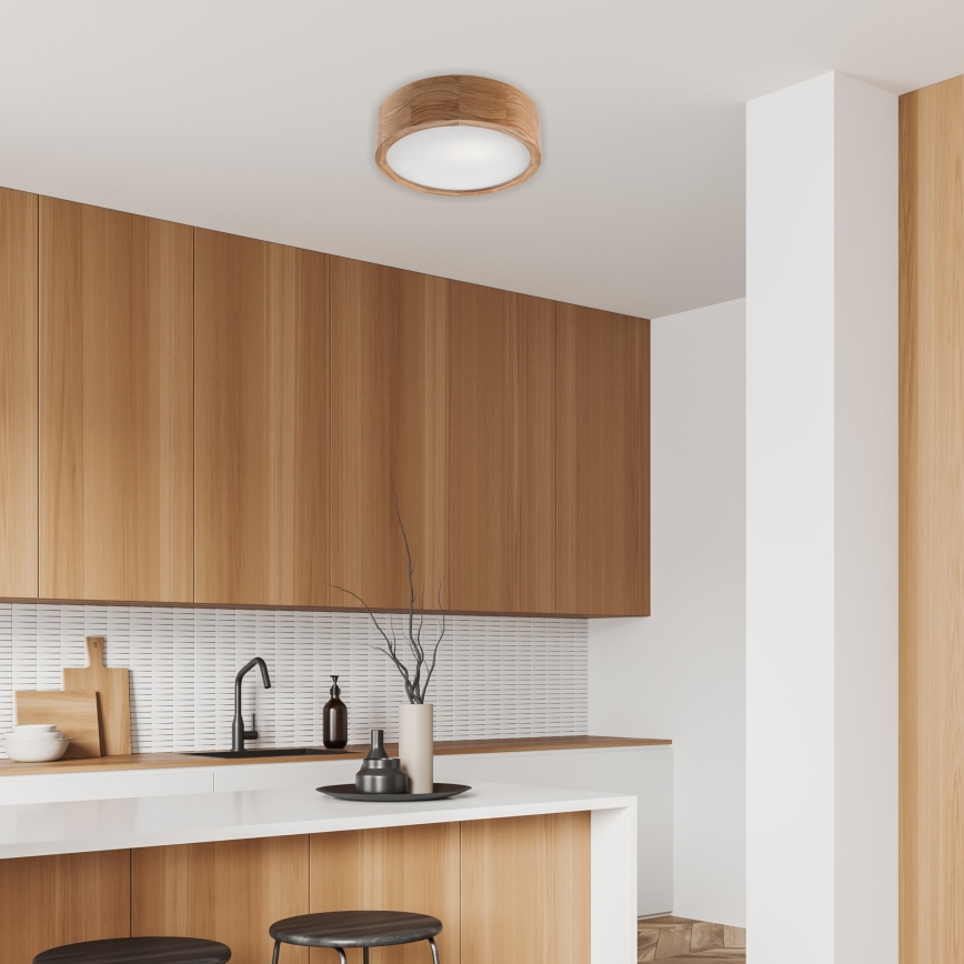Brilagi - Dimbare LED RGBW plafondlamp CARVALHO 1xE27/9W/230V 2700-6500K Wi-Fi eiken Ø 27,5 cm