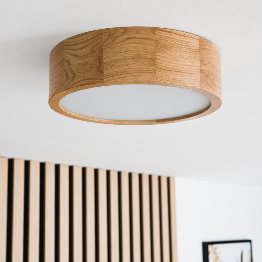 Brilagi - Dimbare LED RGBW plafondlamp CARVALHO 1xE27/9W/230V 2700-6500K Wi-Fi eiken Ø 27,5 cm