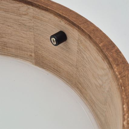 Brilagi - LED RGBW dimbaar plafondlamp CARVALHO 1xE27/9W/230V 2700–6500K Wi‑Fi eiken Ø 27,5 cm