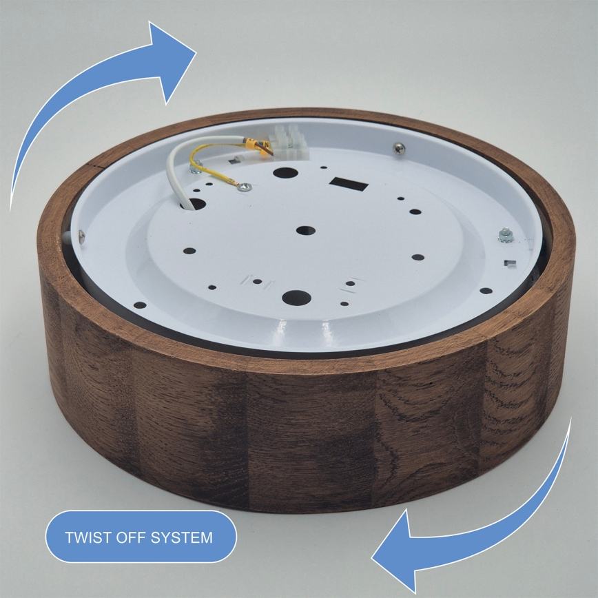 Brilagi - LED RGBW dimbaar plafondlamp CARVALHO 1xE27/9W/230V 2700–6500K Wi‑Fi eiken Ø 27,5 cm