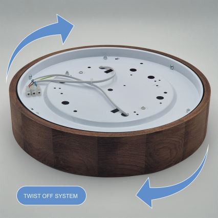 Brilagi - LED RGBW dimbare plafondlamp CARVALHO 2xE27/15W/230V 2700–6500K Wi‑Fi eiken Ø 37,5 cm