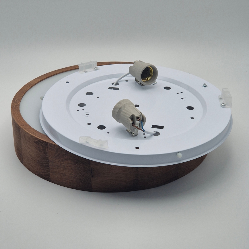 Brilagi - LED RGBW dimbare plafondlamp CARVALHO 2xE27/15W/230V 2700–6500K Wi‑Fi eiken Ø 37,5 cm