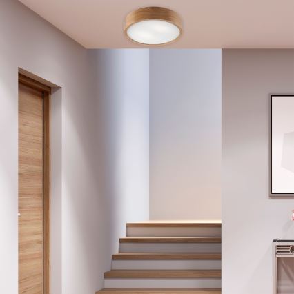 Brilagi - LED RGBW dimbare plafondlamp CARVALHO 2xE27/15W/230V 2700-6500K Wi-Fi eik Ø 37,5 cm