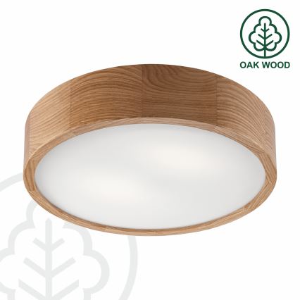 Brilagi - LED RGBW dimbare plafondlamp CARVALHO 2xE27/15W/230V 2700-6500K Wi-Fi eik Ø 37,5 cm