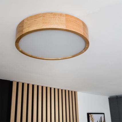 Brilagi - LED RGBW dimbare plafondlamp CARVALHO 2xE27/9W/230V 2700-6500K Wi-Fi eik Ø 37,5 cm