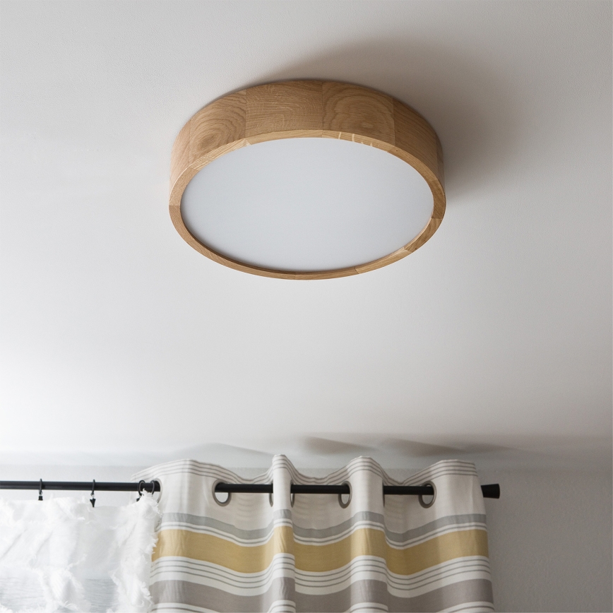 Brilagi - LED RGBW dimbare plafondlamp CARVALHO 2xE27/9W/230V 2700-6500K Wi-Fi eik Ø 37,5 cm
