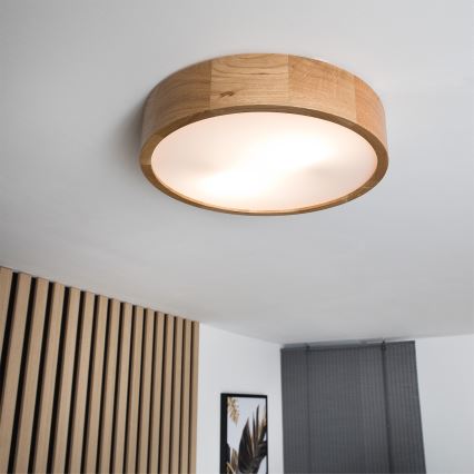 Brilagi - LED RGBW dimbare plafondlamp CARVALHO 2xE27/9W/230V 2700-6500K Wi-Fi eik Ø 37,5 cm