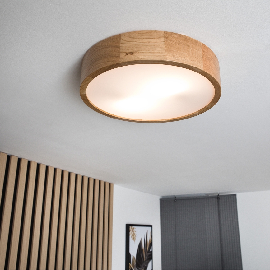 Brilagi - LED RGBW dimbare plafondlamp CARVALHO 2xE27/9W/230V 2700-6500K Wi-Fi eik Ø 37,5 cm