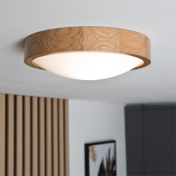 Brilagi - LED RGBW dimbare plafondlamp CARVALHO SLIM 1xE27/15W/230V 2700-6500K Wi-Fi eiken Ø 27 cm