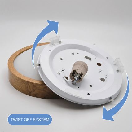 Brilagi - LED RGBW dimbare plafondlamp CARVALHO SLIM 1xE27/15W/230V 2700-6500K Wi-Fi eiken Ø 27 cm