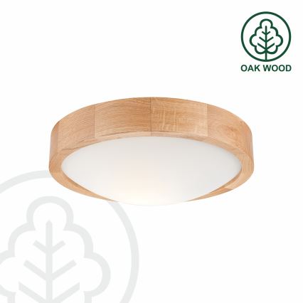Brilagi - LED RGBW dimbare plafondlamp CARVALHO SLIM 1xE27/15W/230V 2700-6500K Wi-Fi eiken Ø 27 cm