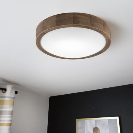 Brilagi - LED RGBW dimbare plafondlamp CARVALHO SLIM 1xE27/9W/230V 2700-6500K Wi-Fi eiken Ø 27 cm