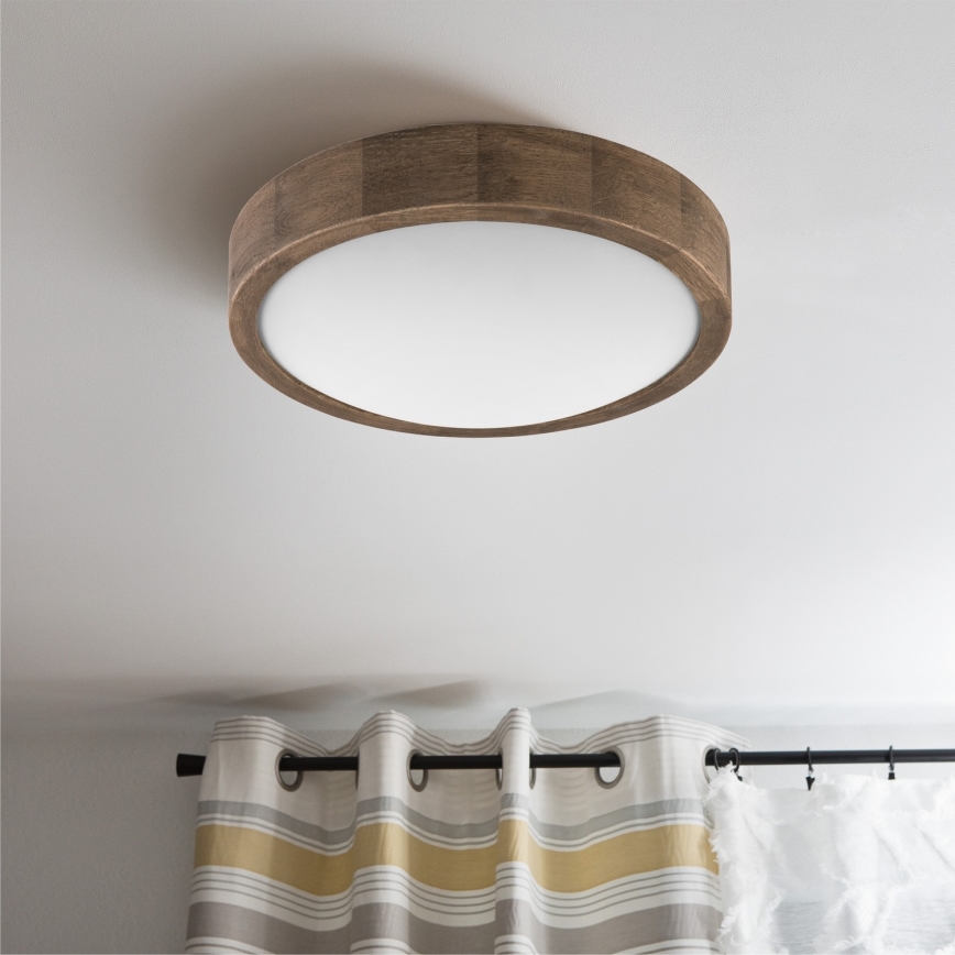 Brilagi - LED RGBW dimbare plafondlamp CARVALHO SLIM 1xE27/9W/230V 2700-6500K Wi-Fi eiken Ø 27 cm