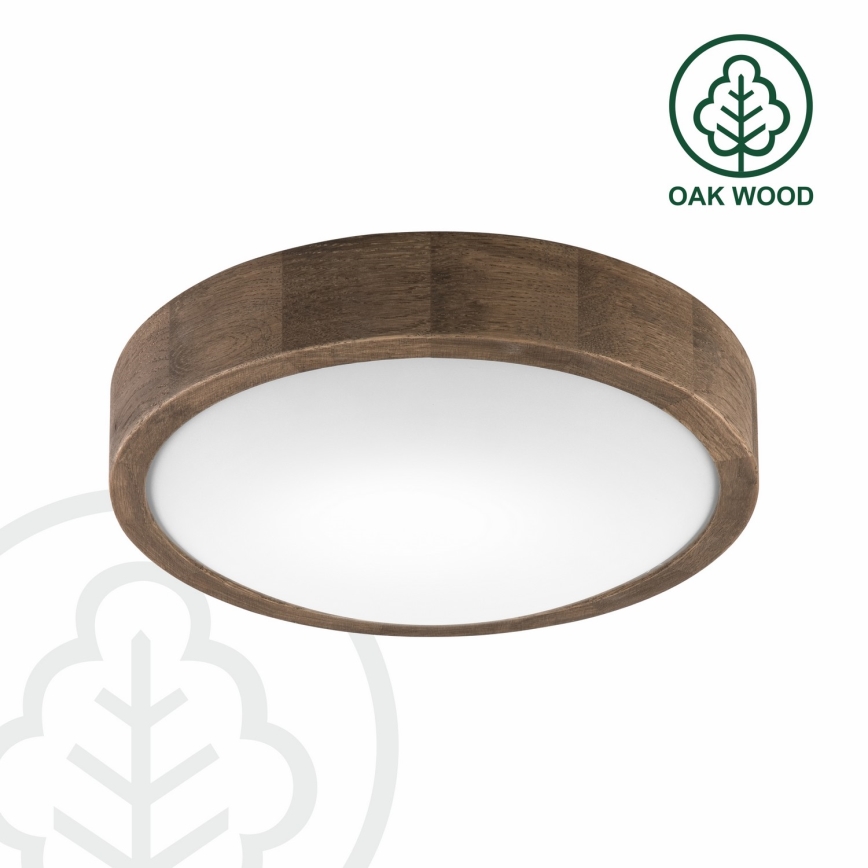 Brilagi - LED RGBW dimbare plafondlamp CARVALHO SLIM 1xE27/9W/230V 2700-6500K Wi-Fi eiken Ø 27 cm